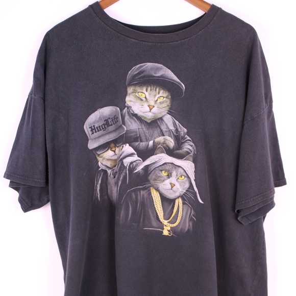 0254-3XL Hug Life Cat Graphic Tee | Streetwear Funny Big Tee | DOM Brand - Picture 1 of 5